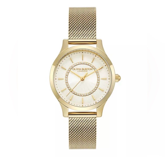 NWT Olivia Burton Gold-Tone Stainless Steel Mesh Bracelet...